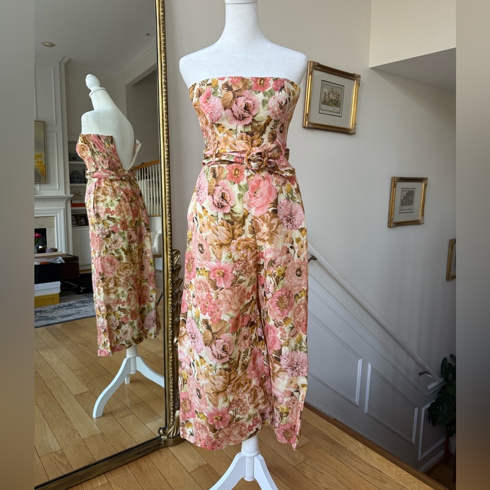 Zimmermann Strapless Jumpsuit with Floral Design